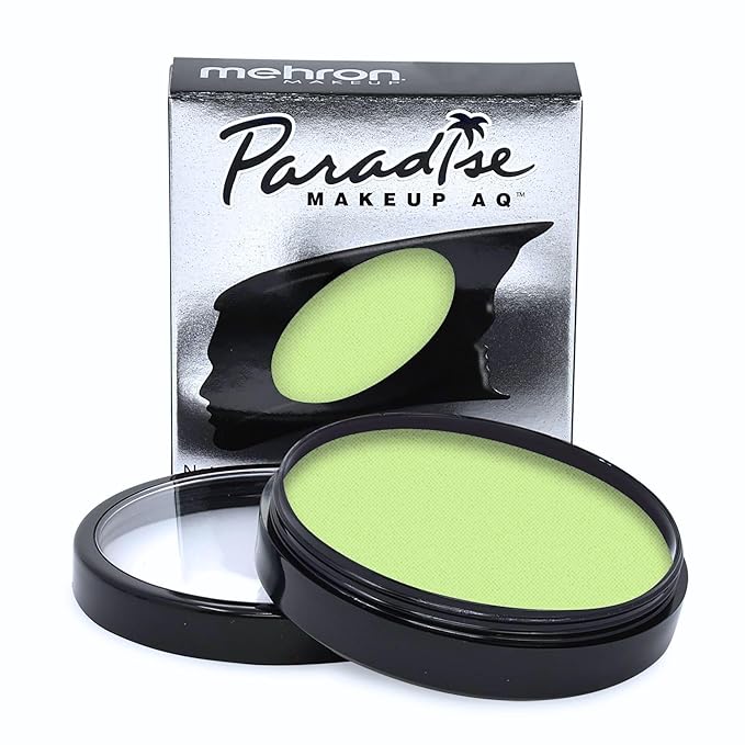 Mehron Makeup Paradise Makeup AQ Pro Size | Stage & Screen Performance, Face & Body Painting, Beauty, Cosplay, and Halloween | Water Activated Face Paint, Body Paint 1.4 oz (40 g) - Pastel Green