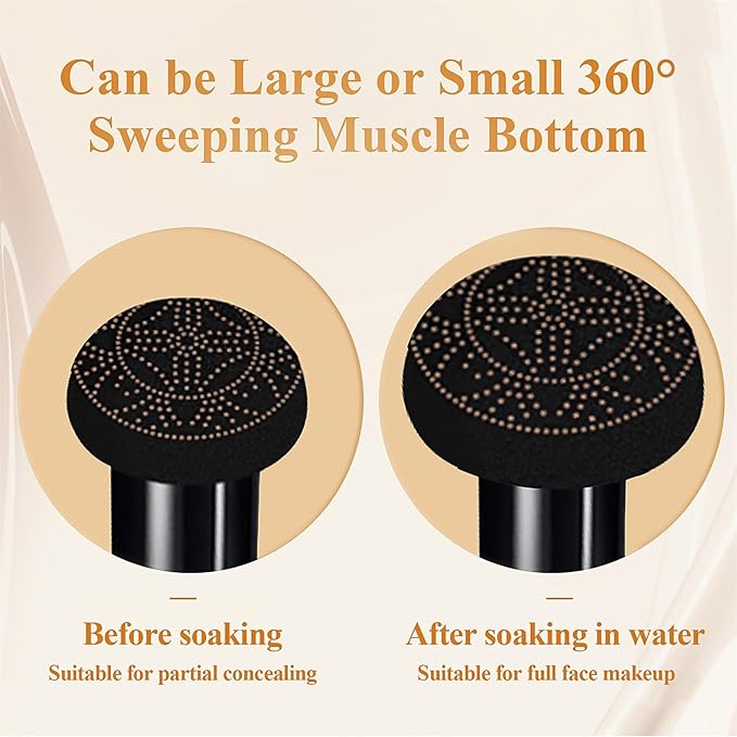 Mushroom Head Air Cushion CC Cream - BB Cream Face Makeup Foundation for Mature Skin Moisturizing Concealer Brighten Long-Lasting, Even Skin Tone for All Skin Types (2PCS Buff Beige)