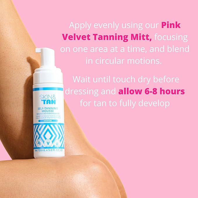 Skinny Tan Self-Tanning Mousse - Long-Lasting and Non-Drying Formula - Coconut and Vanilla Scent - Easy To Apply Luxurious, Foam Texture - Streak Free and Natural Looking Results - Medium - 5 oz