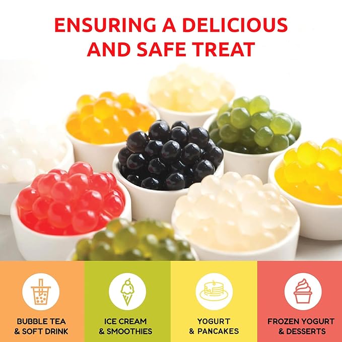 Fanale Mango Popping Boba Pearls, Vegan, Non GMO, Gluten Free, Fat Free, Perfect for Bubble Tea, Smoothies, Ice Cream, Desserts, and Beverages.