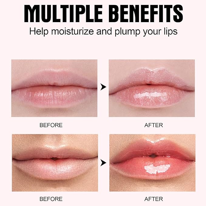 Lip Plumping Booster, Plumping Lip Oil with Chili Extract, Plump & Pout Lip Plumper, Slightly Spicy Lip Plumping Gloss, Fuller Lips Instantly, Hydrating, High-Shine