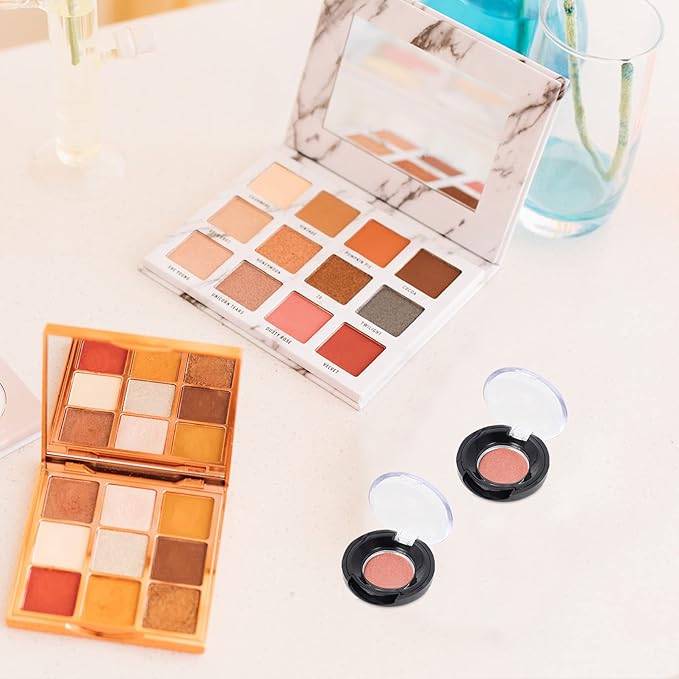 Lurrose Makeup Pallet 8pcs Empty Eyeshadow Trays Round Blusher Case Lipstick Highlighting Powder Make Up Pans Container Cosmetics Sub Package Holder Bulk Highlighters