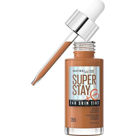 Maybelline Super Stay Up to 24HR Skin Tint, Radiant Light-to-Medium Coverage Foundation, Makeup Infused With Vitamin C, 335, 1 Count