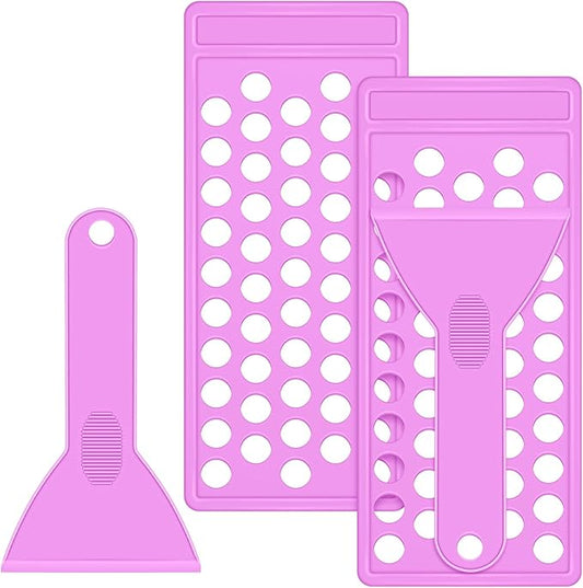 2 Sets Lip Balm Tray and Spatula Set Portable lipstick Holder Lip Balm Containers Lip Gloss Making Kit (Purple)