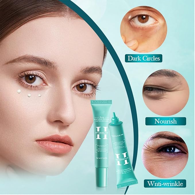 2 PCS Hyaluronic Acid Repair Eye Cream for Dark Circles,Bags Under and Puffiness,Eye Wrinkle Firming Cream Moisturise Repairing Thghten Eye Skin Care