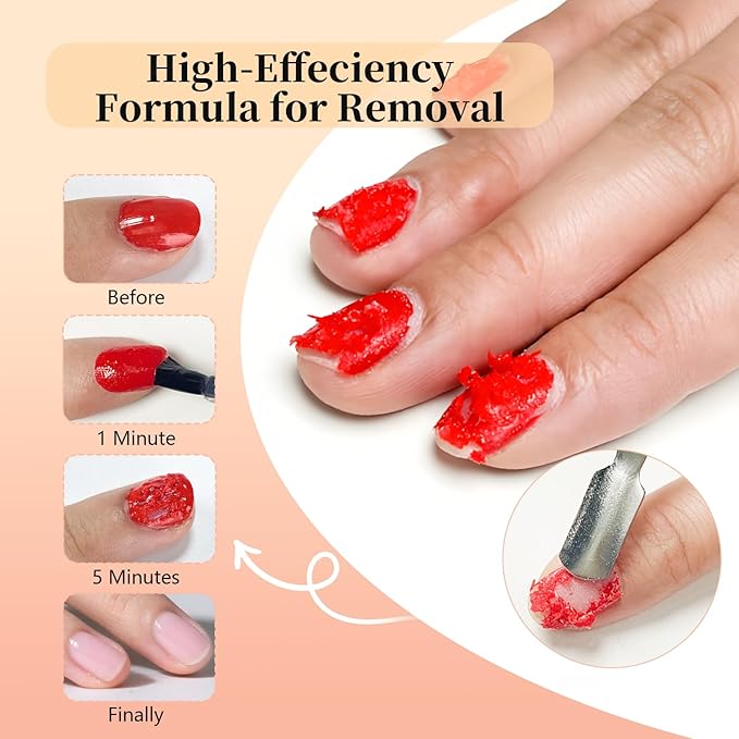 JODSONE Gel Nail Polish Remover Kit - Set with 15ml Gel Nail Polish Remover, Cuticle Oil and Latex Tape, and Complete Remover Manicure Tool Set, No Soaking