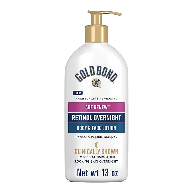 Gold Bond Age Renew Retinol Overnight Body & Face Lotion, With Retinol & Peptide Complex, 13 oz.
