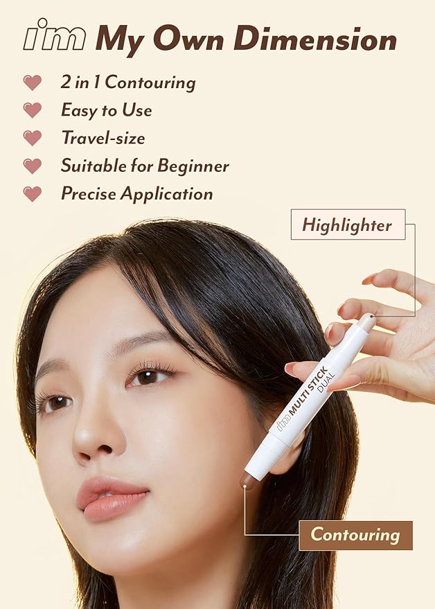 I'M MEME I'm Multi Stick Dual | Two Shade Shading and Highlighting Matte Finish | Suitable for Beginners Portable Size | 001 Contouring