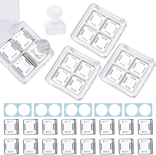 Framendino, 4 Sets Acrylic Empty Eye Shadow Pallet 4 Grids Eye Shadow Storage Case with Acrylic Seal for DIY Craft