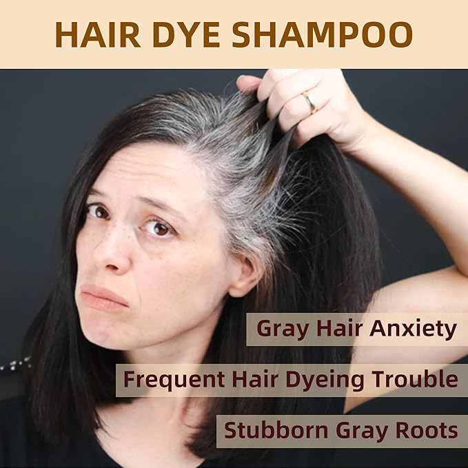 Hair Dye Shampoo 3 in 1 for Gray Hair Coverage, Argan nut Natural Shampoo Hair Dye for Women & Men/Ammonia-Free 500ml(Chestnut Brown)