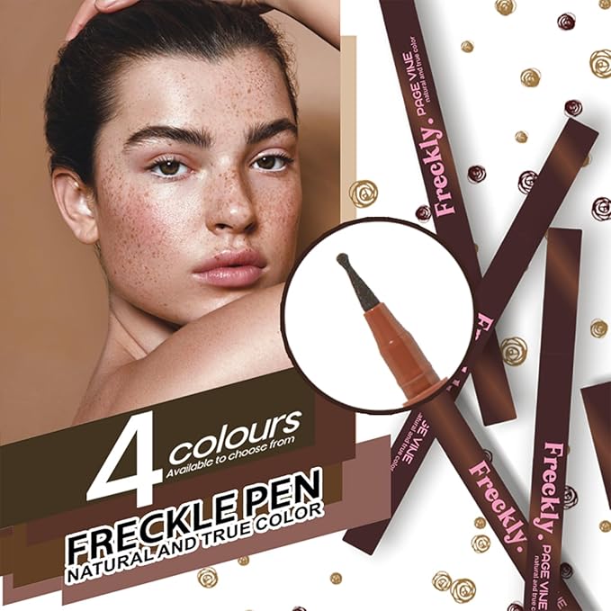 Freckle Pen,2 PCS Faux Freckle Stamp Waterproof,Fake Face Freckles Stain Makeup Long Lasting Quick Dry,Natural Lifelike Soft Dot Freck Pen 2PCS-01 Light