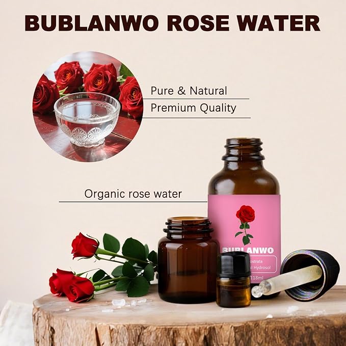 Organic Rose Water Toner Spray for Face, Skin Care, Soaps, Skin Hydration, Bath Facial Mist Toner 118 ml