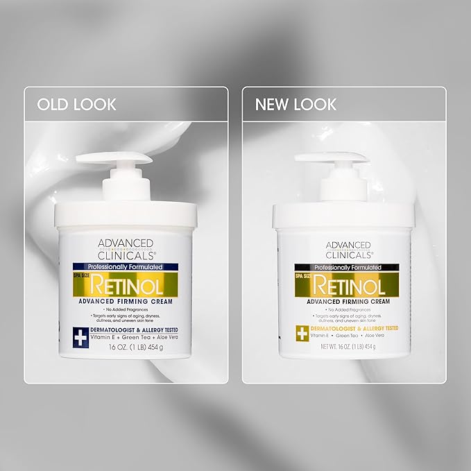 Advanced Clinicals Retinol Body Lotion + Brightening Vitamin C Cream 2pc Skin Care Set | Skin Tightening Body Moisturizer & Face Lotion | Crepey Skin Care Treatment | Skin Care Products, 2pc Set