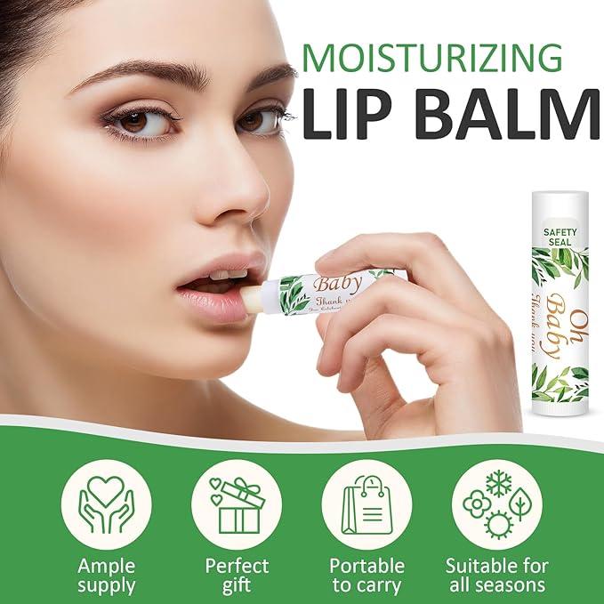 DMSKY 60 Pcs Baby Shower Favors, Lip Balms Bulk Gift for Guests, Boys Girls Games Neutral Gender Reveal Favors, Baby Shower Birthday Party Supplies Basket Gift Stuffers