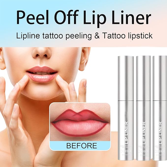 Dulele 3PCS Peel Off Lip Liner Stain, Matte peel Off Lip Stain, Long Wear Lip Stain Peel Off lip liner Set, Waterproof Lip Liner Tattoo Lip Tint Stain (Brown, 1)
