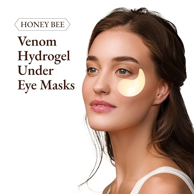 Honey Bee Venom Hydrogel Eye Masks for Dark Circles and Puffiness Bee Propolis Hydrogel Depuffing Eye Patches w/Bee Venom, Collagen & Niacinamide for All Skin Types (Pack of 60 Eye Pads)