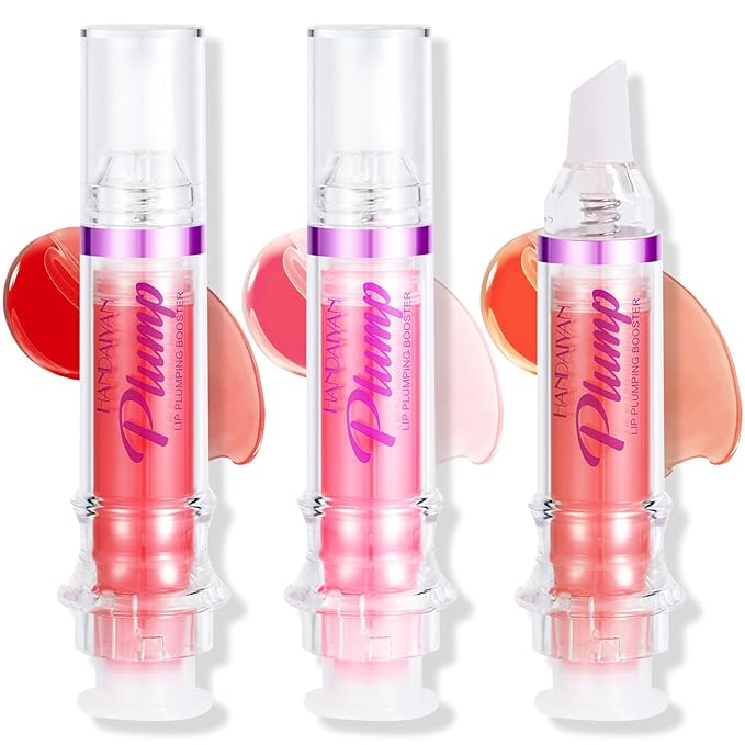 Natural Spicy Lip Plumping Booster Lip Plumping Oil, Lip Plumper Gloss, Ultra-Hydrating & Nourishing Plump and Pout Lip Plumper, Glossy Finish Fuller Lip Plumping Lip Gloss for Women Girls(3PC)