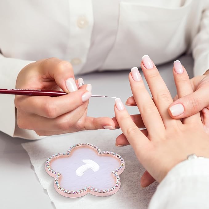 Resin Nail Art Palette Gold Edge Nail Holder Heart Shaped Color Makeup Foundation Mixing Tools Display Board Gel Nail Art Color Mixing Palette Painting Tray Manicure Tool (Colorful)