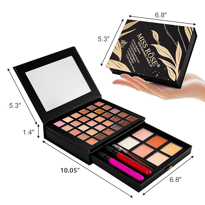 All in One Makeup Kit,Makeup Palette Includes 30 Color Eyeshadow, 2 Color Highlighter，2 Color Pressed Powder，2 Color Blusher，2 Pcs lip gloss，1 Pcs Eyepencil, Mirror,Makeup Gift Set for Women (017N)
