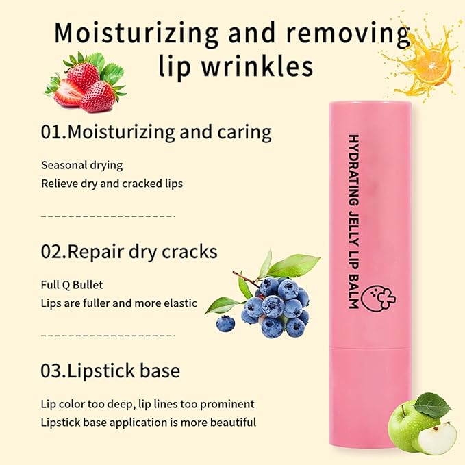 4 Colors Hydrating Jelly Lip Balm,Instantly Hydrate Lips Tinted Moisturizing Lip Balm For Dry Lips,Conditioning & Nourishing Lip Care Lip Moisturizer Fruit Lip Oil Jelly Lipstick (Green apple)