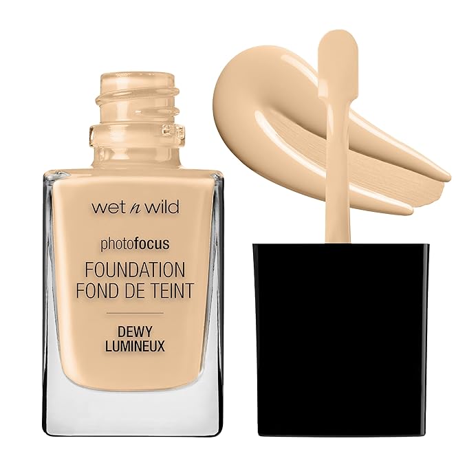 wet n wild Photo Focus Dewy Liquid Foundation Makeup Soft Beige & Buff Bisque, Packaging May vary