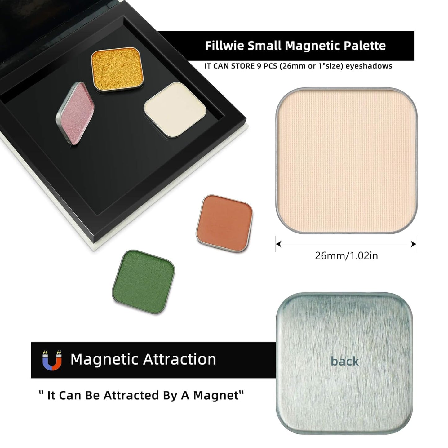 Single Matte Eyeshadow with Metal Pan, Long-lasting Natural Nude Color No-Makeup Look, Palette Refill, Base Eyeshadow Powder for Empty Magnetic Palette (Ivory Elegance)