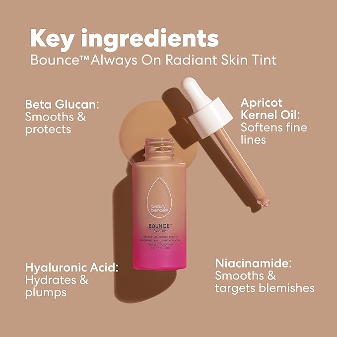 Beautyblender 12-Hour Always on Radiant Skin Tint, Breathable Serum Foundation Stays Put for All Day Long Wear, Infused with Hyaluronic Acid & Niacinamide, Deep 3