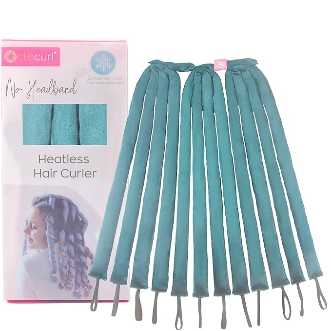 Octocurl Heatless Hair Curler - No Headband Octopus Curler - Overnight Curls for Long Hair (Satin - Jade)