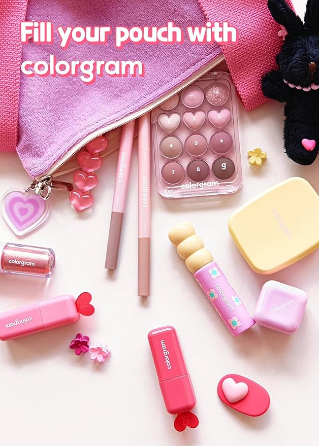 COLORGRAM Milk Bling Heartlighter 02 Pink Heart | Silky Smooth Versatile Creamy Highlighter with Shimmery Finish, Soft and Natural Glow Perfect for Daily Makeup