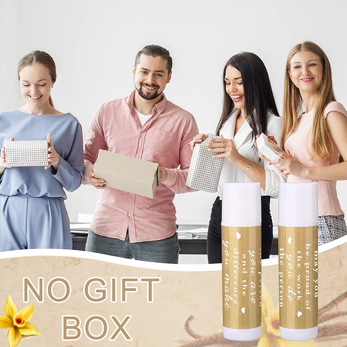 Demissle Thank You Gifts for Coworker Lip Balm Bulk Set Inspirational Appreciation Gifts Leaving Farewell Gifts Vanilla Ingredients Lips Care Products for Friends Teacher Worker Employee (36 Pcs)