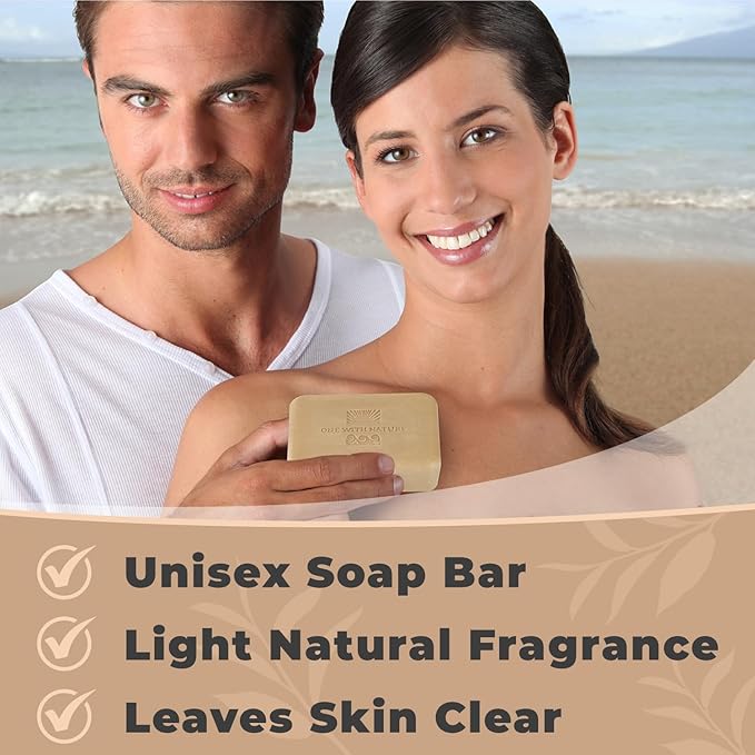 One With Nature Dead Sea Salt Shea Butter Soap 7oz 3-Pack – Purifying and Exfoliating Soap Bar with Dead Sea Minerals for Face & Body, for Men & Women