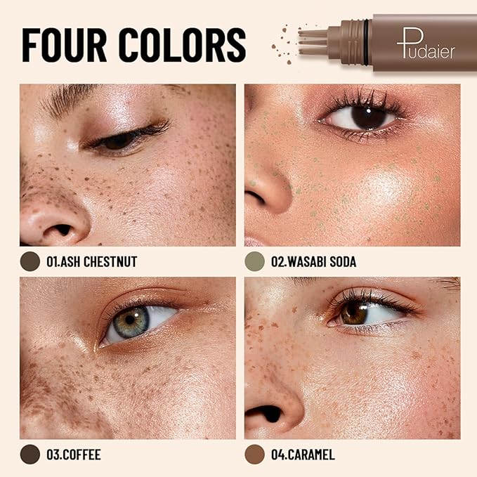 Freckle Stamp Pen, Fake Freckles Stain Marker,5-Dot Faux Liquid Freckle Stamp Cushion for Natural and Lifelike Sunkissed Makeup,Quick Dry Long-Lasting Face Freckle Pencil Tool,03#Coffee