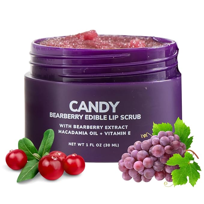 Minimo Candy Lip Exfoliator Scrub & Moisturizer - Lip Scrubber Exfoliator- Lip Brightening For Dark Lips Smoker| Removes Dead Skin from Dry Chapped Lips - Nourishes & Hydrates(1 oz) Grape Nectar