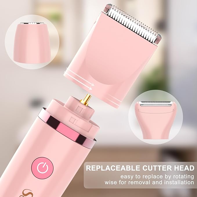 Electric Lady Shaver for Women - Painless Razor, Bikini Trimmer, Facial Hair Removal, Body Trimmer for Face, Legs, Underarm, Pubic - Wet and Dry Flawless 3 in 1