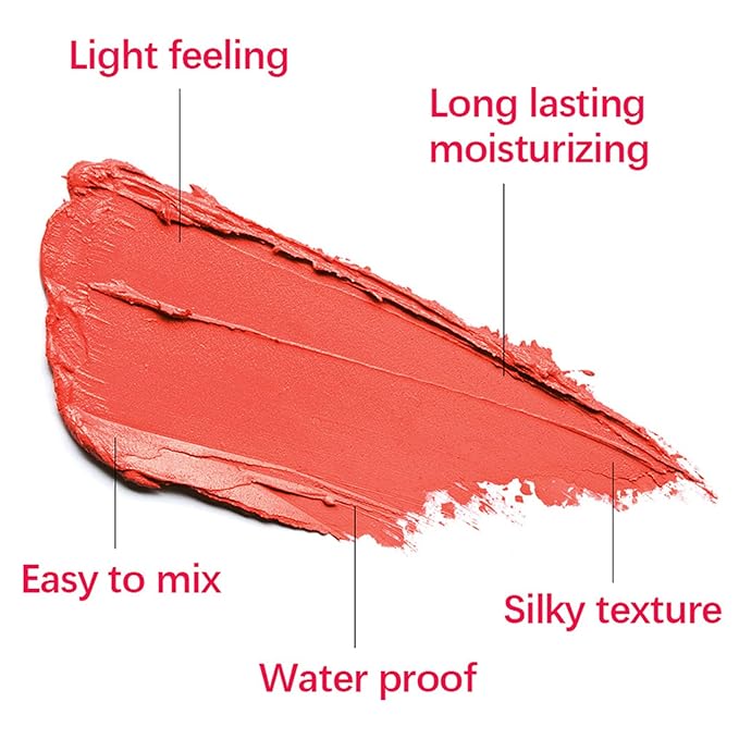 Cream Coral Orange Blush Stick,Multi-Use Makeup Milk Blush Stick,Long Lasting Natural Blush Makeup 2-in-1 Cheek and Lip Tint,Waterproof Vegan Tinted Moisturizer Matte Blush Stick for Cheeks and Lip