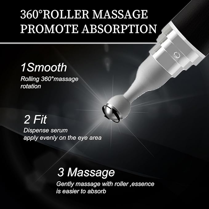 Eye Cream for Puffiness and Bags Under Eyes, Under Eye Cream for Dark Circles, Eye Roller for Puffy Eyes, Caffeine Eye Serum with 360°Massage Ball Reduce Wrinkles and Fine Lines