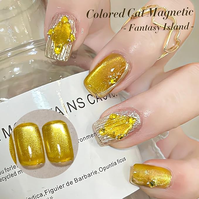 Born Pretty Cat Magnetic Eye Gel Nail Polish Spring Summer Neon Shimmer Glitter Holographic Aurora Rainbow Cat Magnetic Gel Polish Nail Art Manicure DIY at Home 6PCS