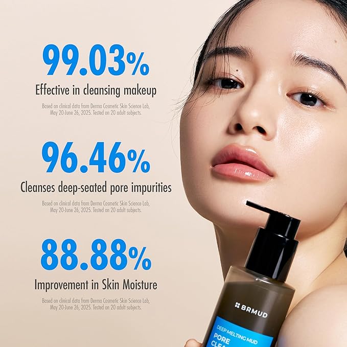 Deep Melting Mud Pore Cleansing Oil - Gentle Make Up Facial Oil Cleanser with Boryeong Mud, Sunflower Seed & 7 Fermented Oils - Vegan & Non-Comedogenic Korean Skincare (6.76 fl oz)