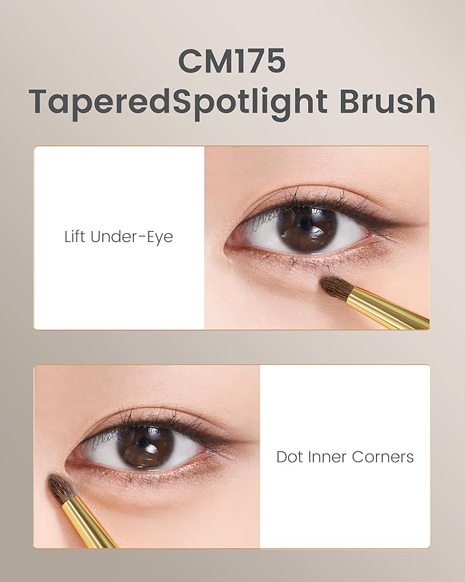 Desert Oak Series Aegyo-Sal Brush Duo - Under-Eye Highlight & Contour Set with Pony Hair, Bubinga Handle (CM175 + CM176)