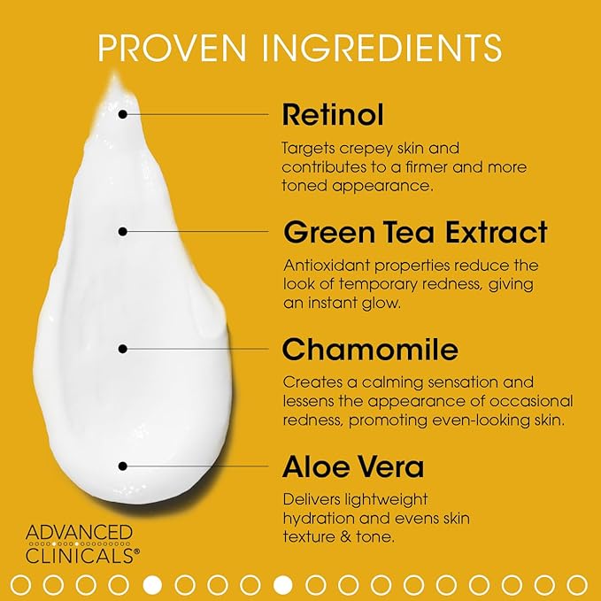 Advanced Clinicals Retinol Body Lotion + Brightening Vitamin C Cream 2pc Skin Care Set | Skin Tightening Body Moisturizer & Face Lotion | Crepey Skin Care Treatment | Skin Care Products, 2pc Set