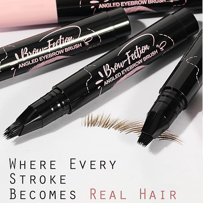 Eyebrow Pen, Waterproof Eyebrow Pencils for Women - Angled Brow Brush & Multi-Fork Tip Microblading Brow Pen, Precisely Creates Natural Hair-Like Brows, Easy to Use 01-Brown