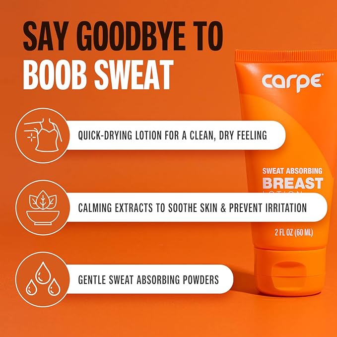Carpe Women's Sweat Bundle Deal (1x Breast Sweat Absorbing Lotion, 1x Thigh Chafe Lotion, 1x Groin Powder) Women's Deodorant - Helps Absorb Excessive Sweat w/Odor Protection for Sensitive Lady Parts