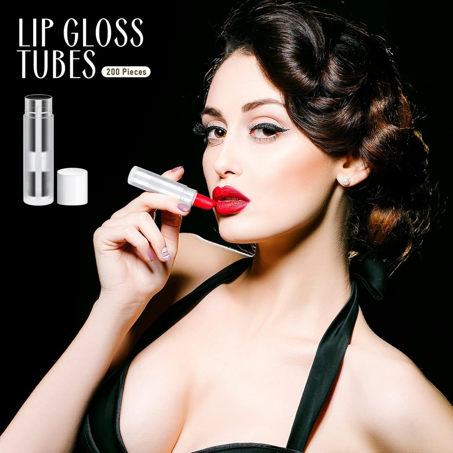 Nuanchu 200 Pcs Lip Balm Tubes Empty Lip Gloss Tubes Bulk Women 0.186 Oz/ 5.5 ml Lip Gloss Container Kit Clear PVC Lip Containers with Caps for DIY(White, Clear)