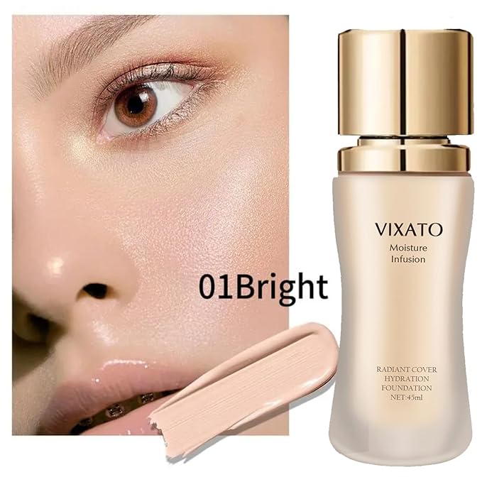 Cover Hydration Liquid Foundation Concealer, 45ML Moisture Liquid Flawless Makeup Cosmetic, Suitable for Most Bright/Neutral/Dark Skin