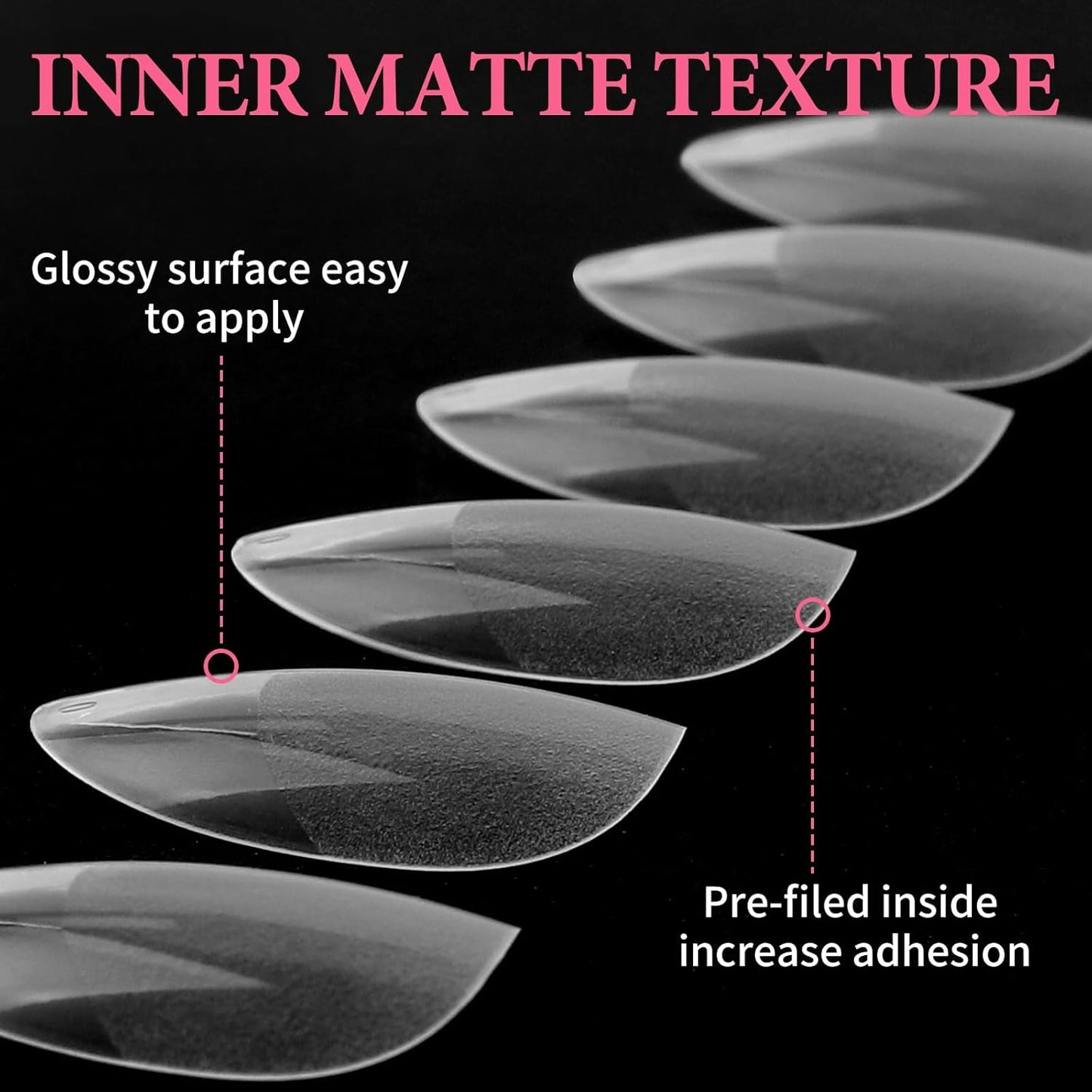 EBANKU Medium Almond Nail Tips, 550 Pcs Matte Clear Acrylic Press-on Nails, Pre-shaped Half Matte Full Cover Clear Acrylic Nails Gel Kit False Nail Tip Press on Nails for Nail Extension DIY Salon