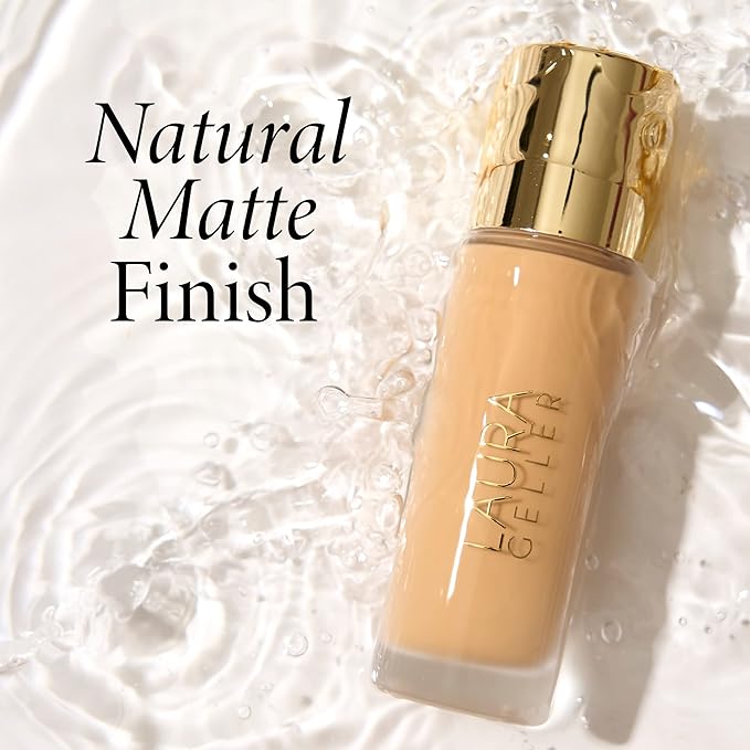 LAURA GELLER Double Take Liquid Foundation | Medium to Full Coverage, Natural Matte Finish, Tan