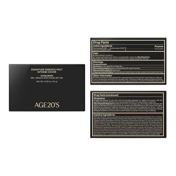 AGE20'S Signature Essence Pact SPF 50+ | Pack of 2 | 27C HONEY | Cream Foundation, Dewy Finish, Natural Coverage | Korean Cushion Foundation