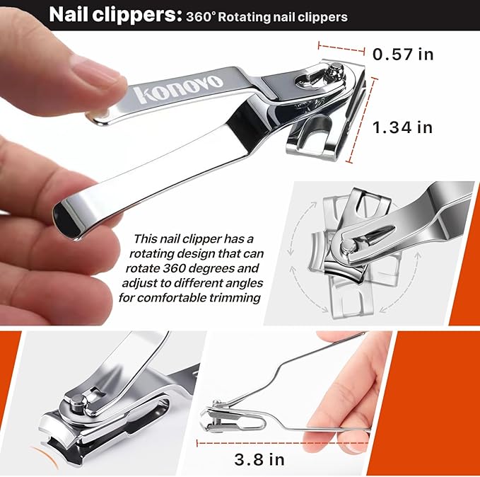 Toenail Clippers for Seniors Thick Toenails, Toe Nail Clippers Adult Thick Nails Long Handle, Professional Heavy Duty Nail Clippers 6Pcs Black