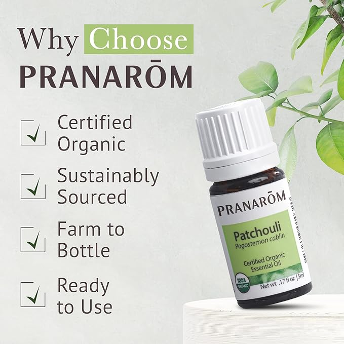 Pranarom - Patchouli Essential Oil (5ml) - 100% Pure Natural Therapeutic Grade Essential Oil for Diffusing and Perfumes | USDA and ECOCERT Certified Organic