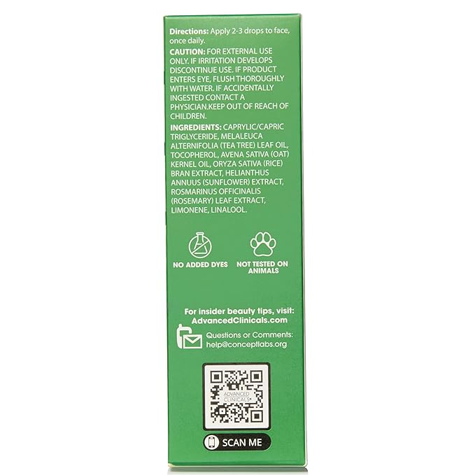 Advanced Clinicals Tea Tree Oil For Skin Facial Serum | Tea Tree Serum For Face With Vitamin E + Botanicals To Help Improve Appearance Of Large Pores & Skintone For Smoother Looking Skin, 1.8 Fl Oz